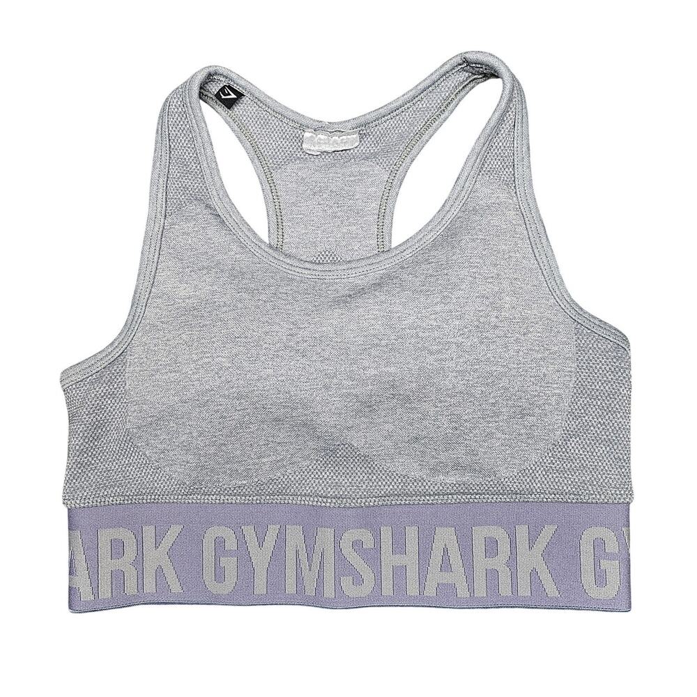 GYMSHARK WOMEN'S FLEX SPORTS BRA – SIZE SMALL (MEASURED) – GRAY/LAVENDER